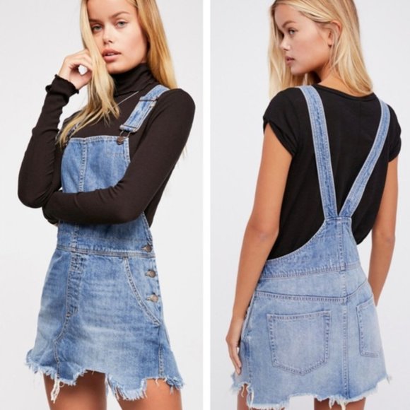 Free People Dresses & Skirts - Free People Torn Up Denim Overall Jumper Dress